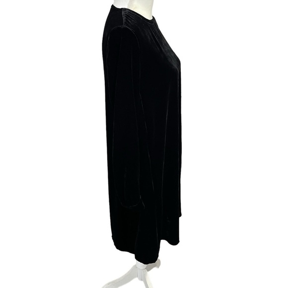EILEEN FISHER CREW NECK VELVET DRESS KNEE-LENGTH SILK BLACK XXS $348 NEW - Picture 12 of 14
